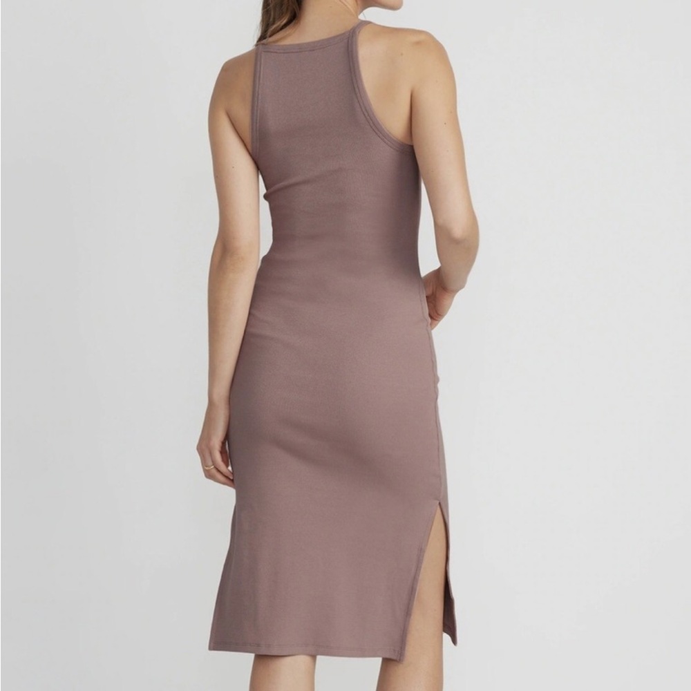 Old Navy Sleeveless Mauve / Brown Midi Body-con Ribbed Tank Top Dress